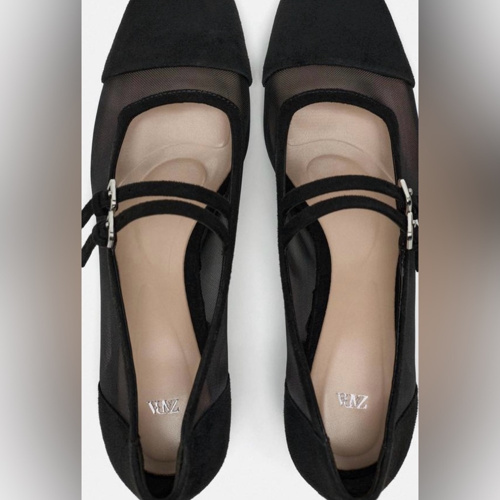 Zara Black Flats with Sheer Detail - Picture 4 of 13